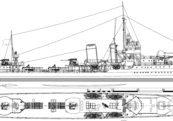 Эсминец USS DD-348 Farragut 1935 [Destroyer] - чертежи, габариты, рисунки